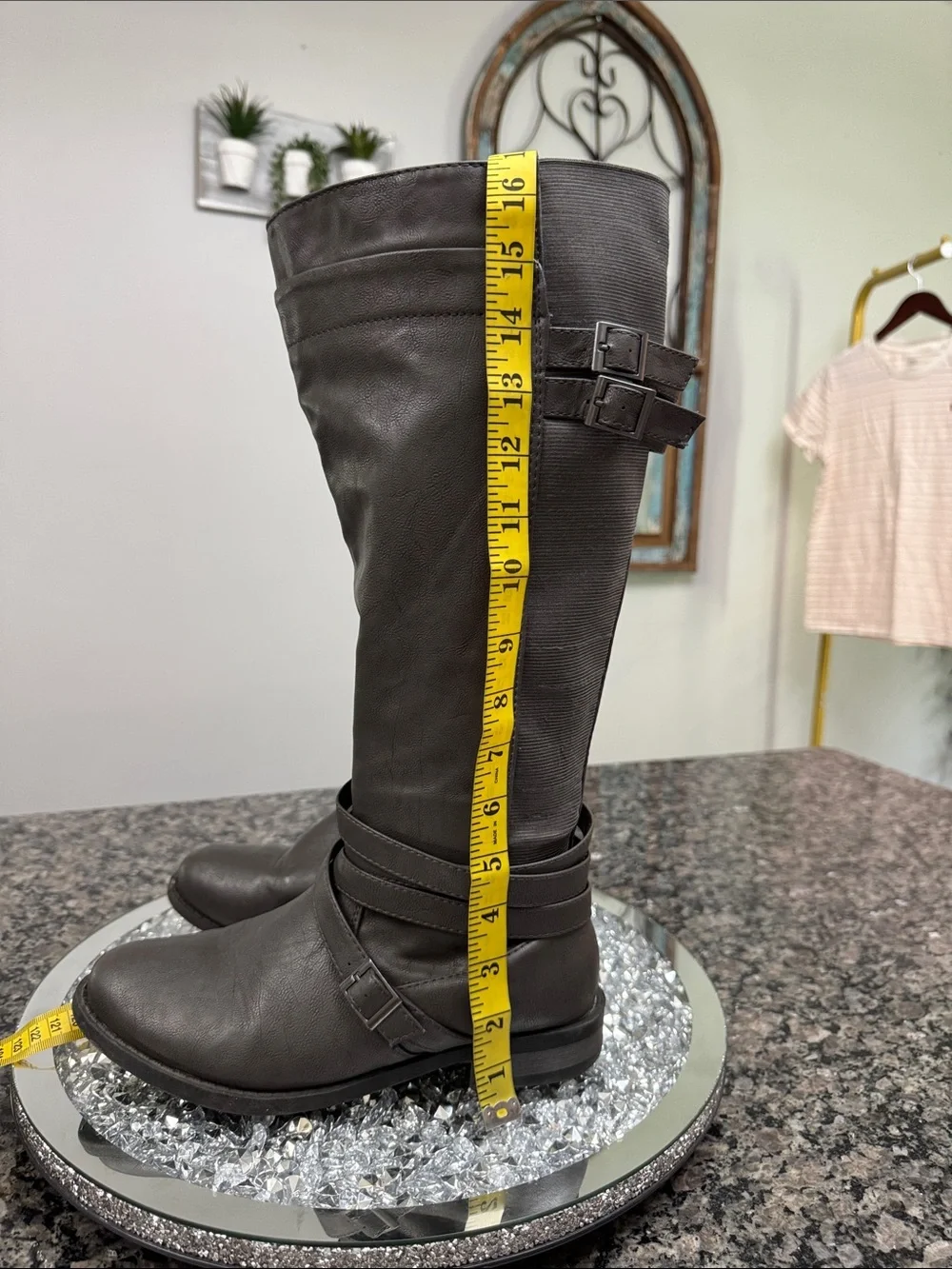 torrid tall gray straps and Buckle Riding Boots 8W